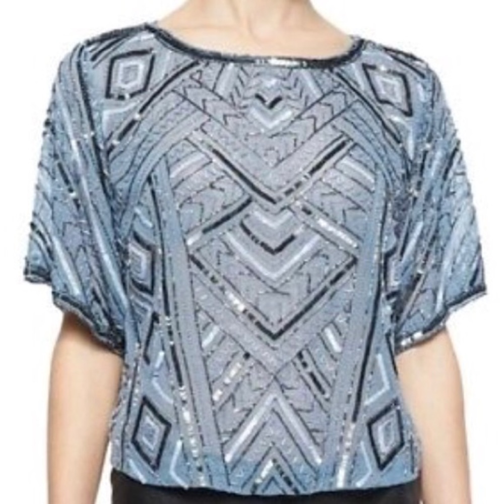 Parker sequin grey blue top, size M
